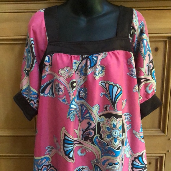 Banana Republic boho silk tunic dress paisley L - Picture 2 of 8
